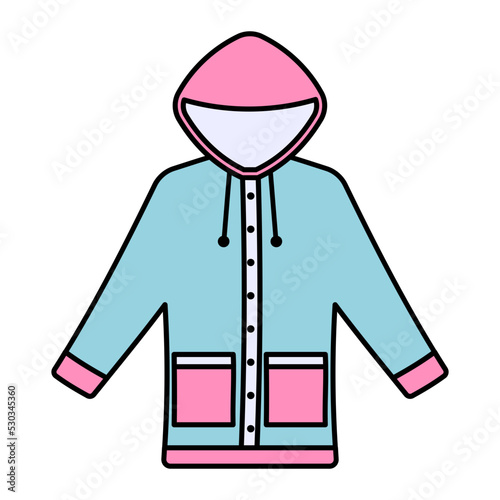 Waterproof jacket Vector Icon Design, Autumn or Fall activities Symbol, Dry weather Sign, Temperate climates Elements Stock illustration, Rain Coat Concept