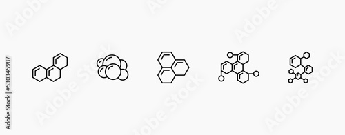 Molecule model line icon set. Molecule vector icon