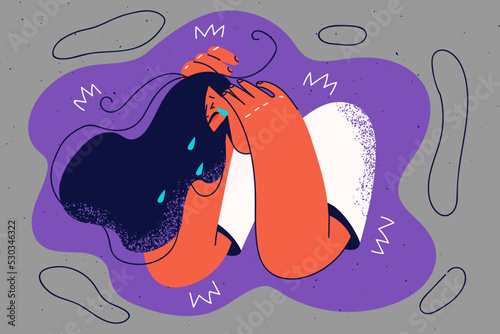 Unhappy woman cry suffer from depression 