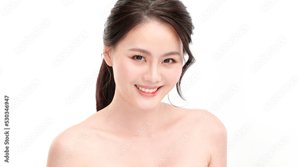 Beautiful young asian woman with clean fresh skin on white background, Face care, Facial treatment, Cosmetology, beauty and spa, Asian women portrait. Beautiful young asian woman with clean fresh skin on white background, Face care, Facial treatment, Cosmetology, beauty and spa, Asian women portrait.