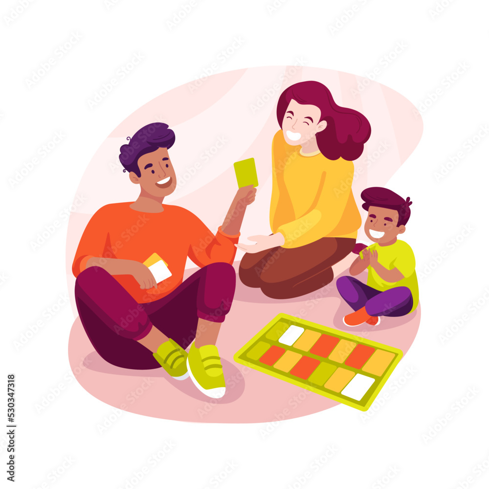 Family board games isolated cartoon vector illustration.