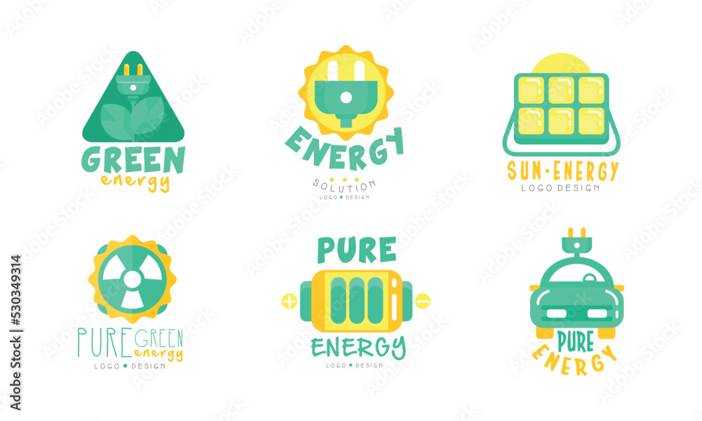 Pure Green Energy Logo Design Template Collection and Renewable Innovative Solution Vector Set Pure Green Energy Logo Design Template Collection and Renewable Innovative Solution Vector Set