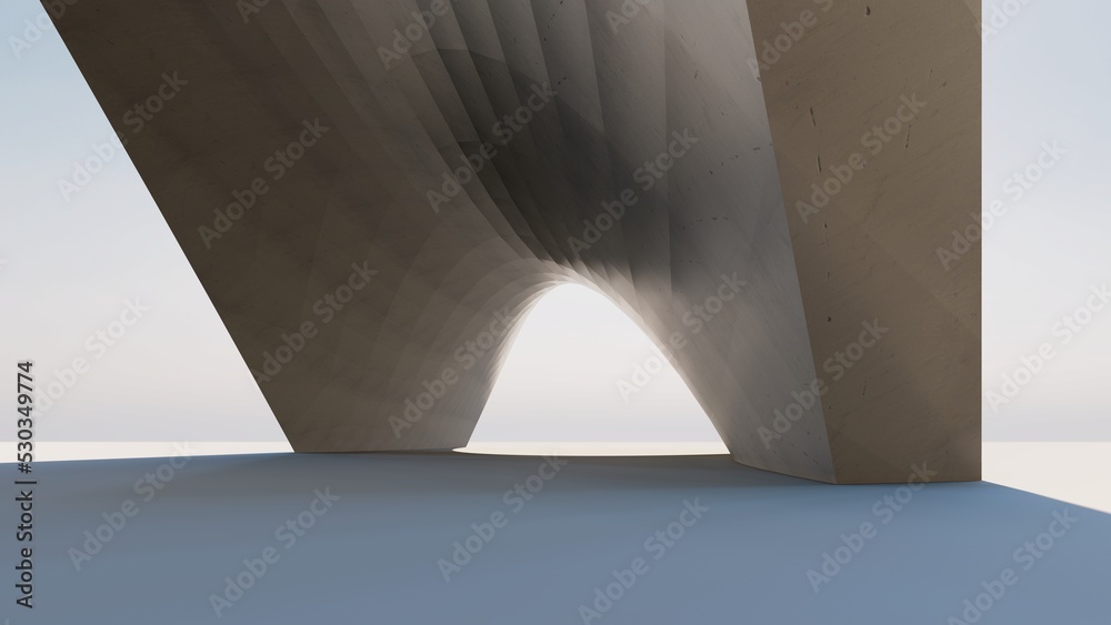 Obraz premium Abstract architecture background metallic curved walls 3d render