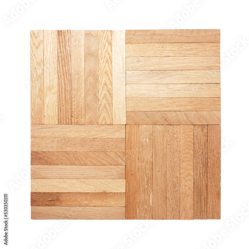 Close up of a solid cube parquet made of oak wood