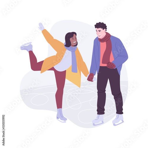 Ice skating rink isolated cartoon vector illustrations.