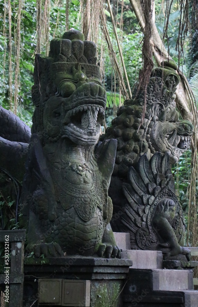 Dragon Statues in Bali Monkey Forest - Ubud, Bali, Indonesia