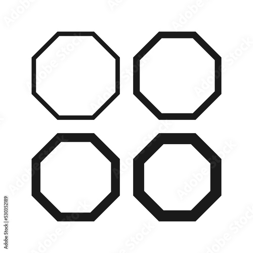 Hollow Octagon Stroke Shape Icon Set