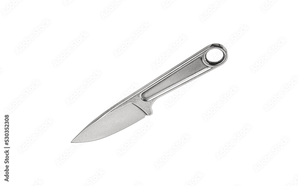 A knife with a metal handle made from a wrench. Tool weapon. Isolate on a white back. A knife with a metal handle made from a wrench. Tool weapon. Isolate on a white back.