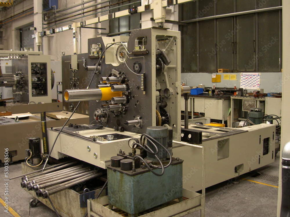 Large machine, disassembled or partially assembled, under repair