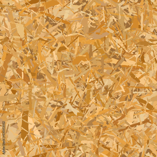 OSB seamless square texture. Chip wooden building panels. Plywood vector pattern. Oriented particle board background. Sheet of fibreboard with fragments of compressed sawdust.
