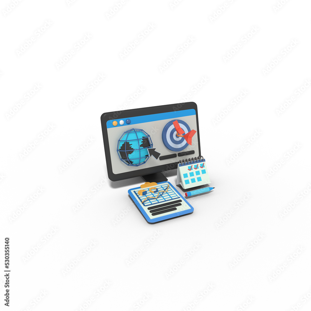 3d Illustration of website target