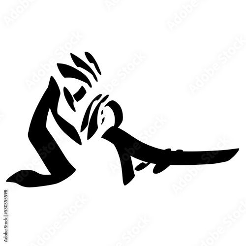 merciful samaritan takes care of a man who suffered from robbers, abstract black silhouette on a white background