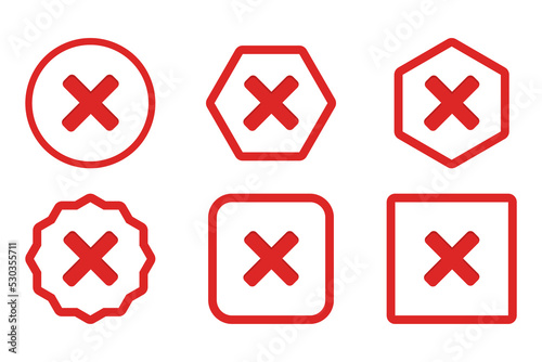 Wrong marks Icon Set, Cross marks, Rejected, Disapproved, No, False, Not Ok, Wrong Choices, Task Completion, Voting. - vector mark symbols in red.