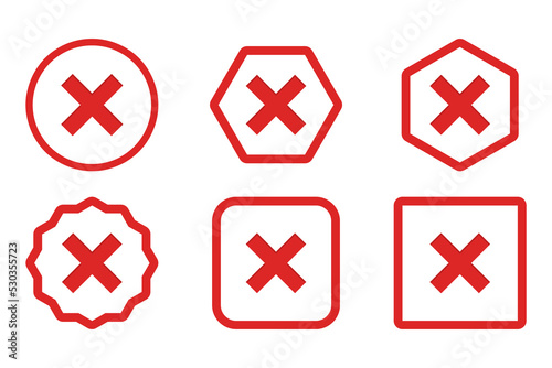 Wrong marks Icon Set, Cross marks, Rejected, Disapproved, No, False, Not Ok, Wrong Choices, Task Completion, Voting. - vector mark symbols in red.