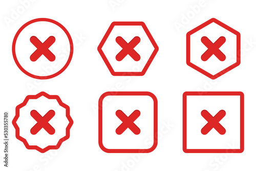 Wrong marks Icon Set, Cross marks, Rejected, Disapproved, No, False, Not Ok, Wrong Choices, Task Completion, Voting. - vector mark symbols in red.