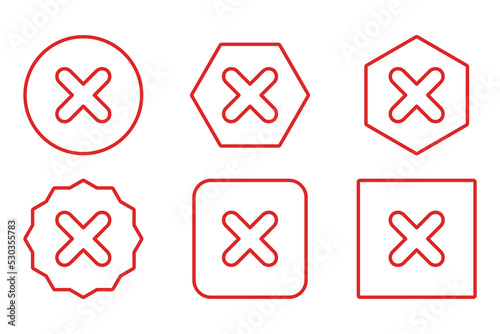 Wrong marks Icon Set, Cross marks, Rejected, Disapproved, No, False, Not Ok, Wrong Choices, Task Completion, Voting. - vector mark symbols in red.
