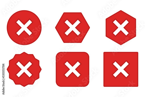 Wrong marks Icon Set, Cross marks, Rejected, Disapproved, No, False, Not Ok, Wrong Choices, Task Completion, Voting. - vector mark symbols in red.