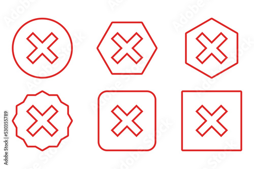 Wrong marks Icon Set, Cross marks, Rejected, Disapproved, No, False, Not Ok, Wrong Choices, Task Completion, Voting. - vector mark symbols in red.