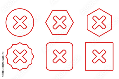 Wrong marks Icon Set, Cross marks, Rejected, Disapproved, No, False, Not Ok, Wrong Choices, Task Completion, Voting. - vector mark symbols in red.