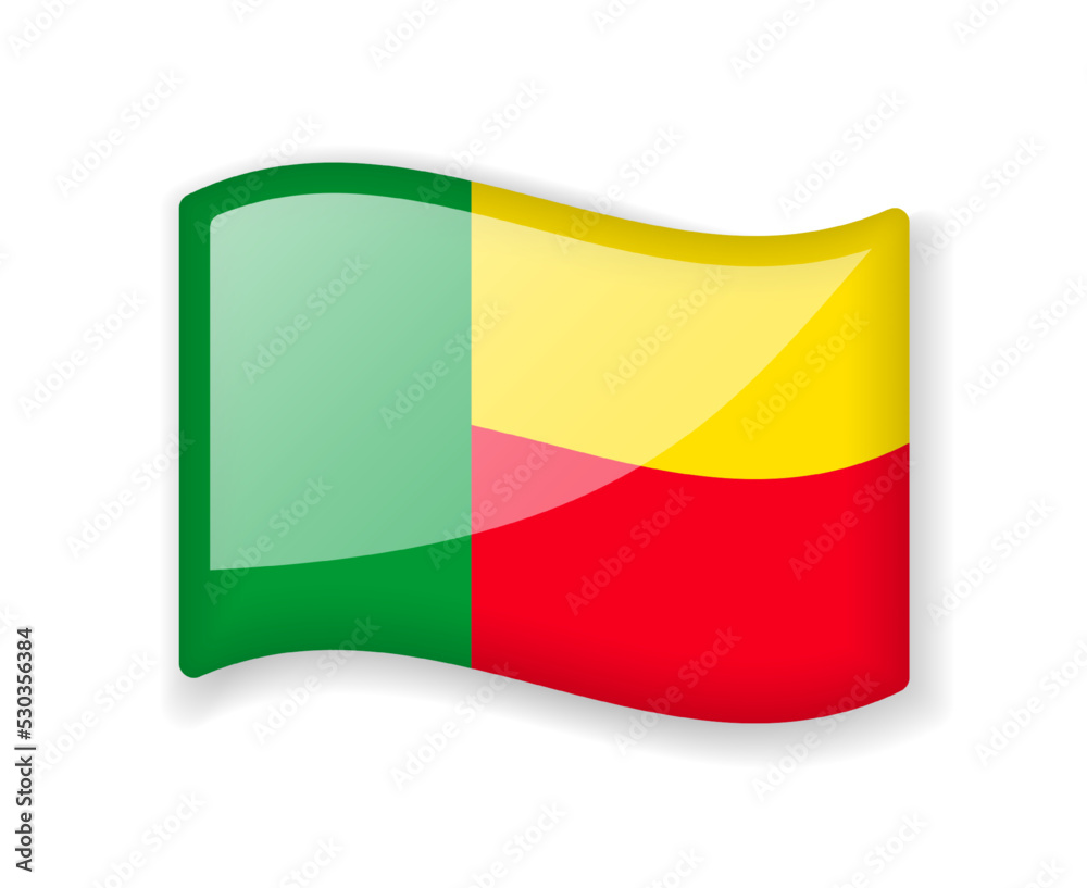Fototapeta premium Benin flag - Wavy flag bright glossy icon.