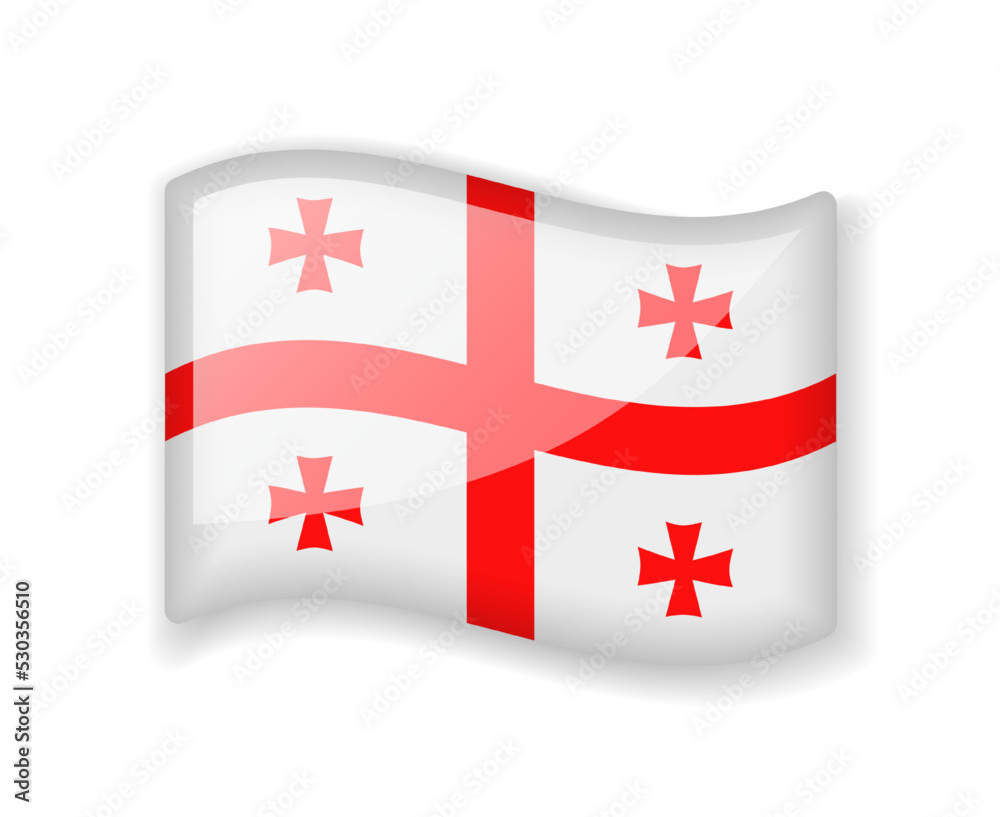 Georgia flag - Wavy flag bright glossy icon.