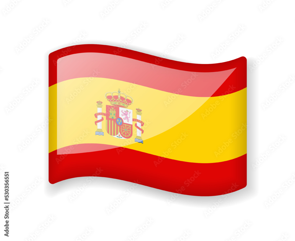 Spain flag - Wavy flag bright glossy icon. Spain flag - Wavy flag bright glossy icon.