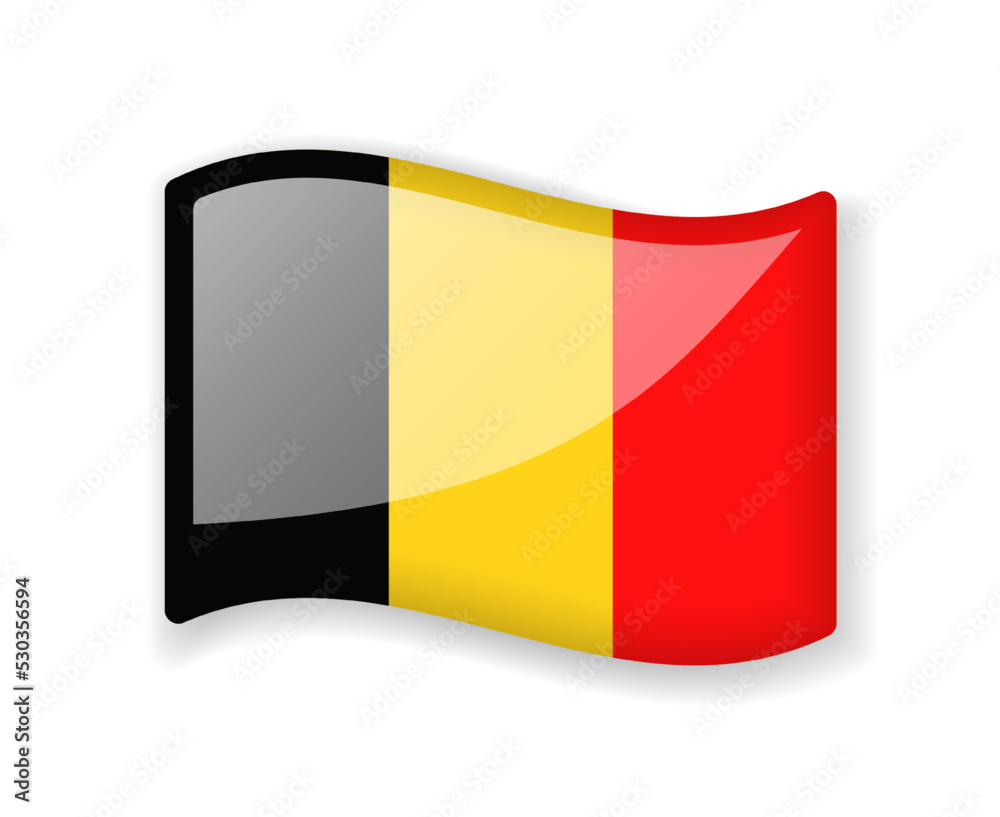 Fototapeta premium Belgium flag - Wavy flag bright glossy icon.