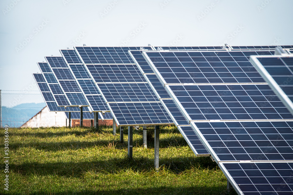 Solar panels in solar power plant in Germany Bavaria. Renewable energy through solar panels to generate clean energy. Green electricity. Solar panels in solar power plant in Germany Bavaria. Renewable energy through solar panels to generate clean energy. Green electricity.