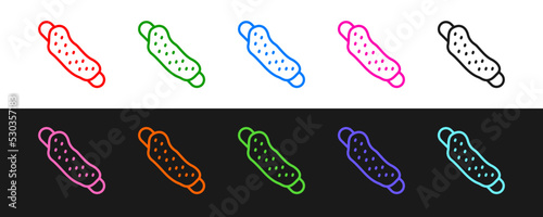 Set line Washcloth icon isolated on black and white background. Bath house sauna washcloth sign. Item for pleasure and relaxing. Vector