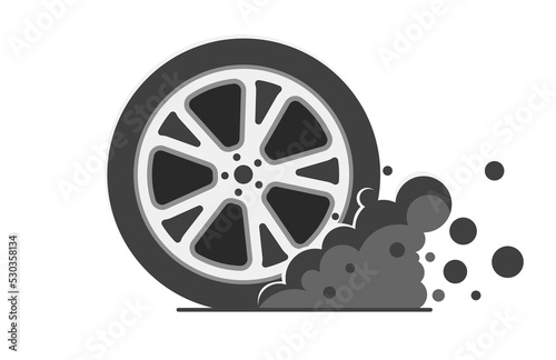 Rally sport car wheel tire with smoke icon PNG