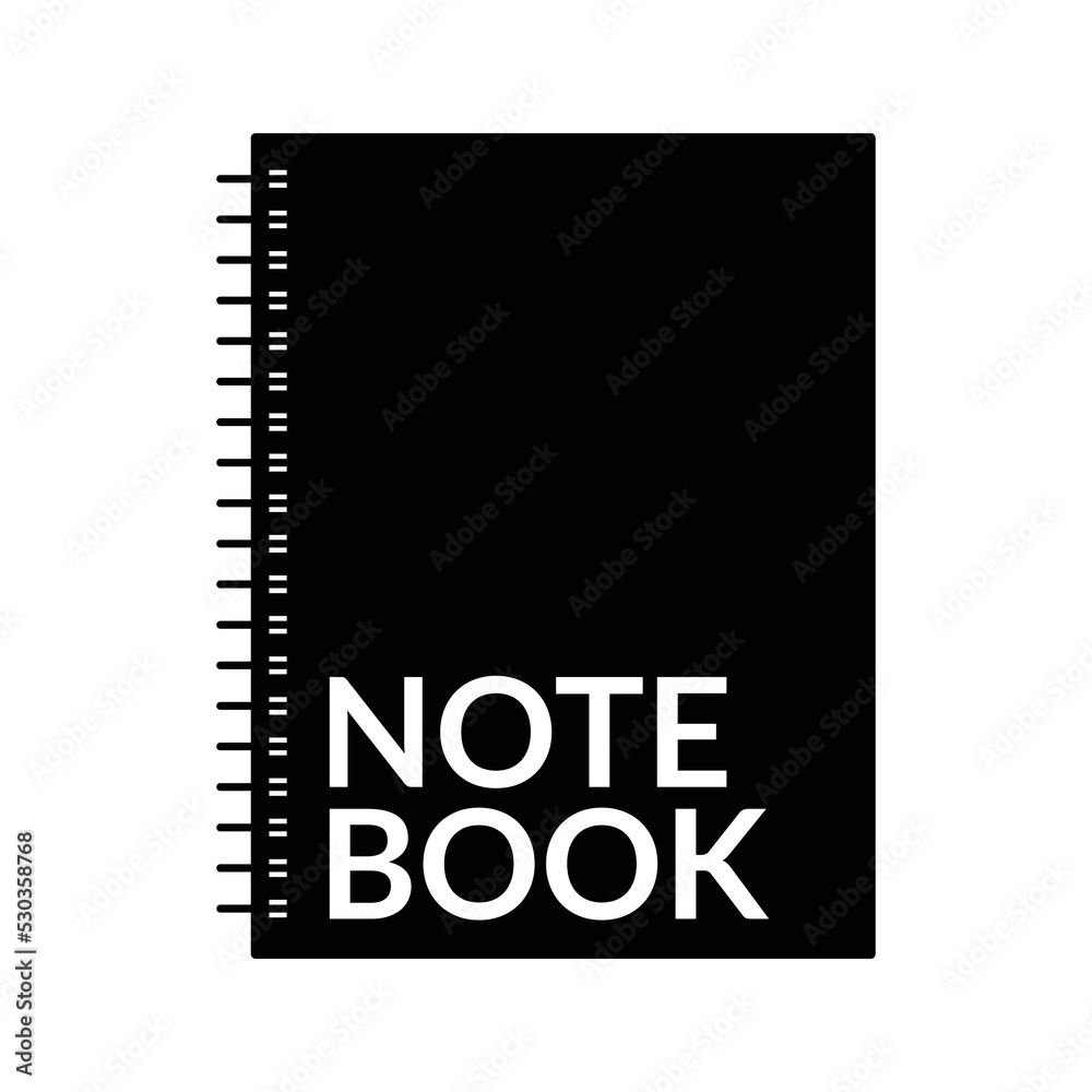 Notebook Silhouette. Black and White Icon Design Elements on Isolated White Background Notebook Silhouette. Black and White Icon Design Elements on Isolated White Background