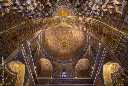 Interior of Gur Emir Mausoleum in Samarkand, Uzbekistan, tomb of Amir Timur or Tamerlan. photo