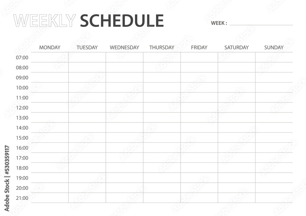 Simple WEEKLY Schedule start on monday Simple WEEKLY Schedule start on monday