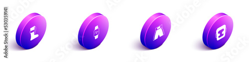 Set Isometric Sport boxing shoes, Smart watch with heart, Boxing short and helmet icon. Vector
