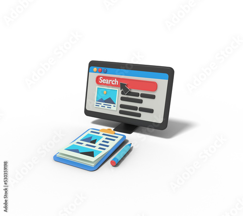 3d illustration of website layout