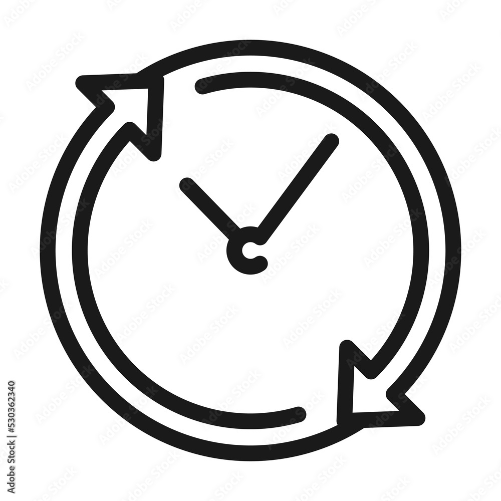 Refresh time outline icon. Clock update vector illustration Refresh time outline icon. Clock update vector illustration