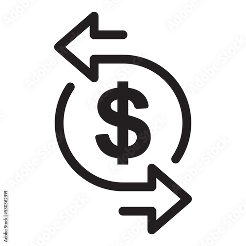 Currency conversion line icon. Dollar conversion outline vector illustration