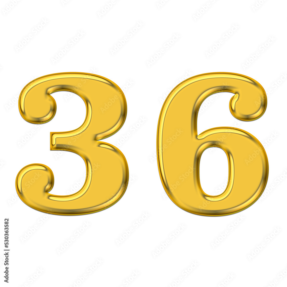 Gold 3d number 36, PNG transparent background, birthday celebrations, social media. Gold 3d number 36, PNG transparent background, birthday celebrations, social media.