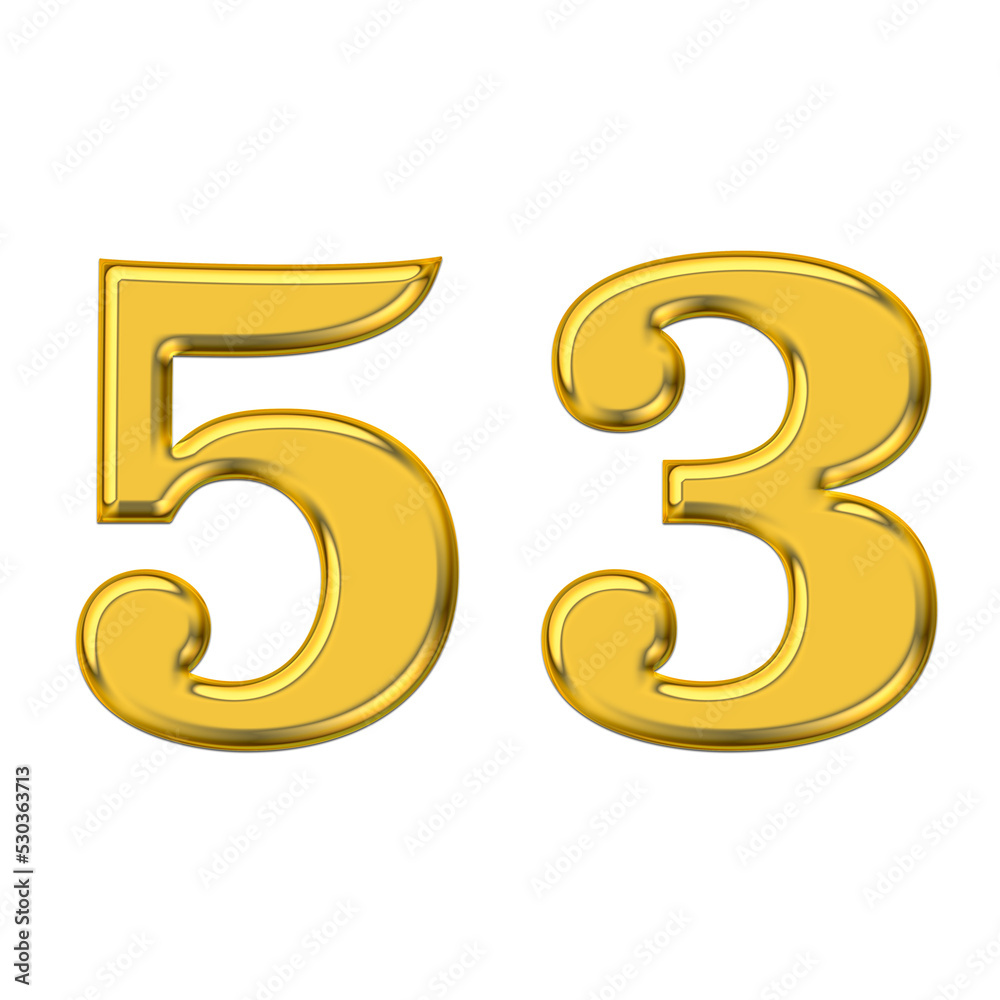 Gold 3d number 53, PNG transparent background, birthday celebrations, social media. Gold 3d number 53, PNG transparent background, birthday celebrations, social media.