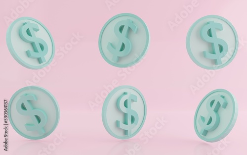 Bundle of money, banknote on pink background, business investment profit, money saving concept. 3d render illustration