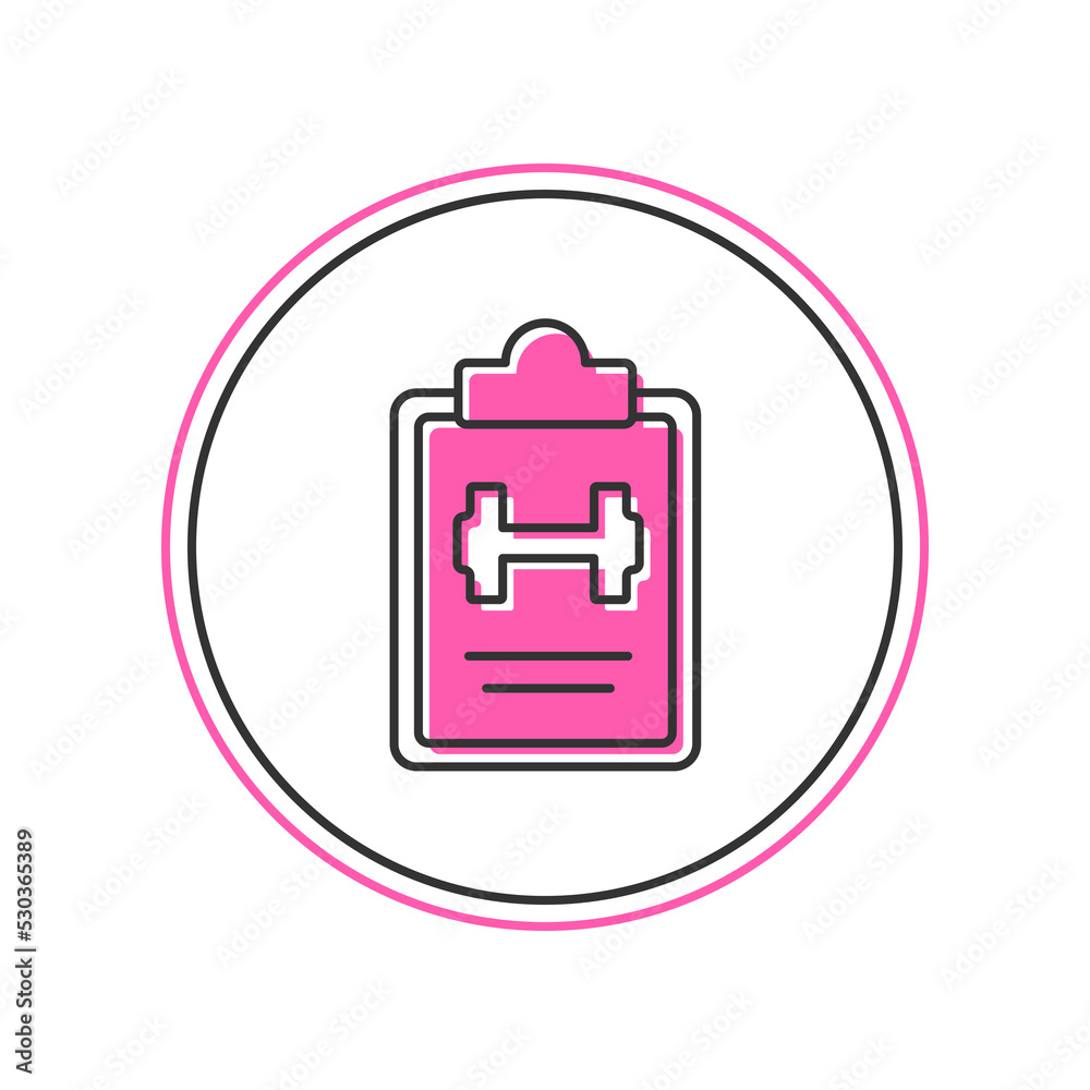 Filled outline Sport training program or fitness plan icon isolated on white background. Vector Filled outline Sport training program or fitness plan icon isolated on white background. Vector