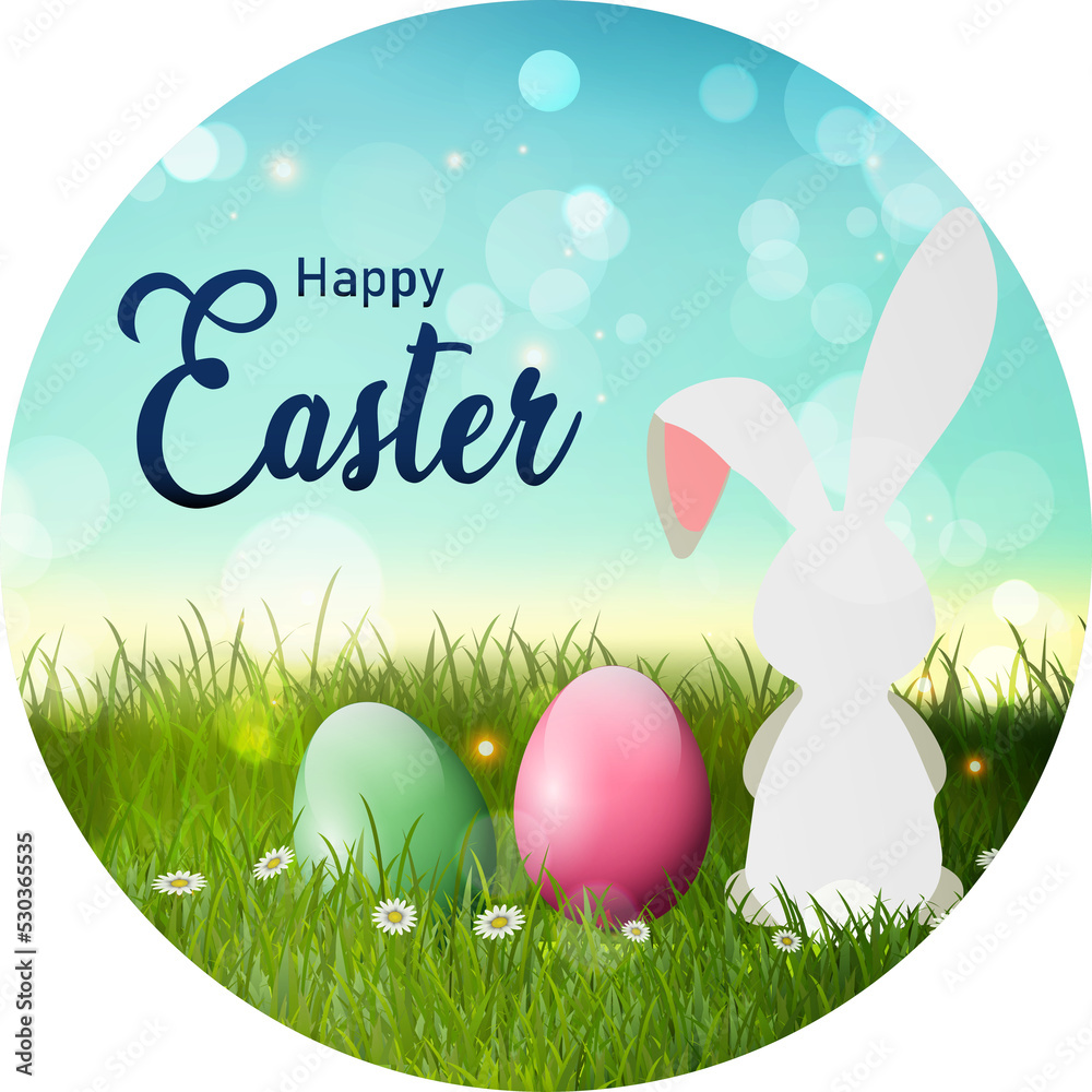happy easter day background image with rabbit and egg