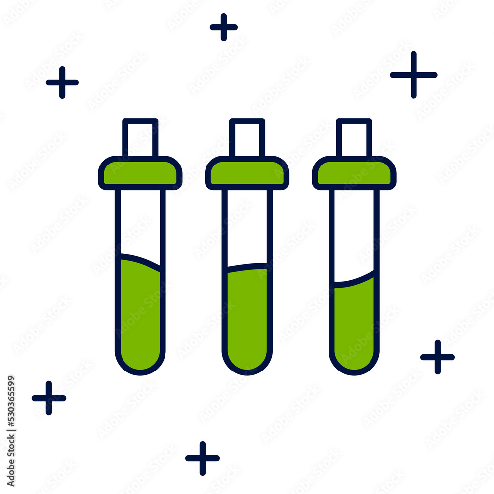 Fototapeta premium Filled outline Reagent bottle for physics and chemistry icon isolated on white background. Vector