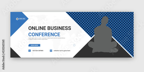 Online business conference social media post cover banner, web banner template