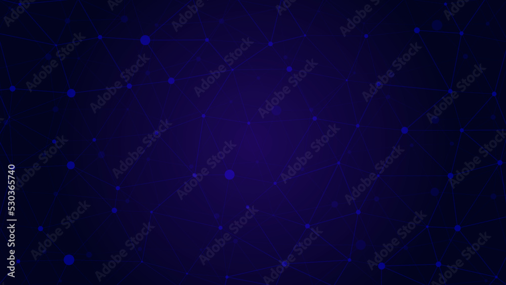 Blue geometric background. Triangle  polygonal texture, template for technology or business design. Futuristic dark backdrop for network. Abstract space and stars with geometry lines. Wallpaper