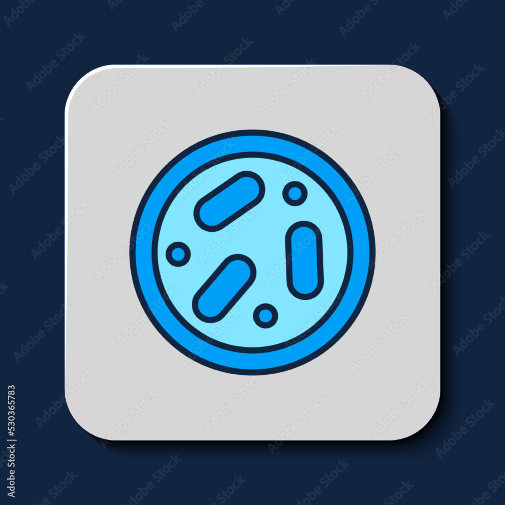Filled outline Petri dish with bacteria icon isolated on blue background. Vector Filled outline Petri dish with bacteria icon isolated on blue background. Vector