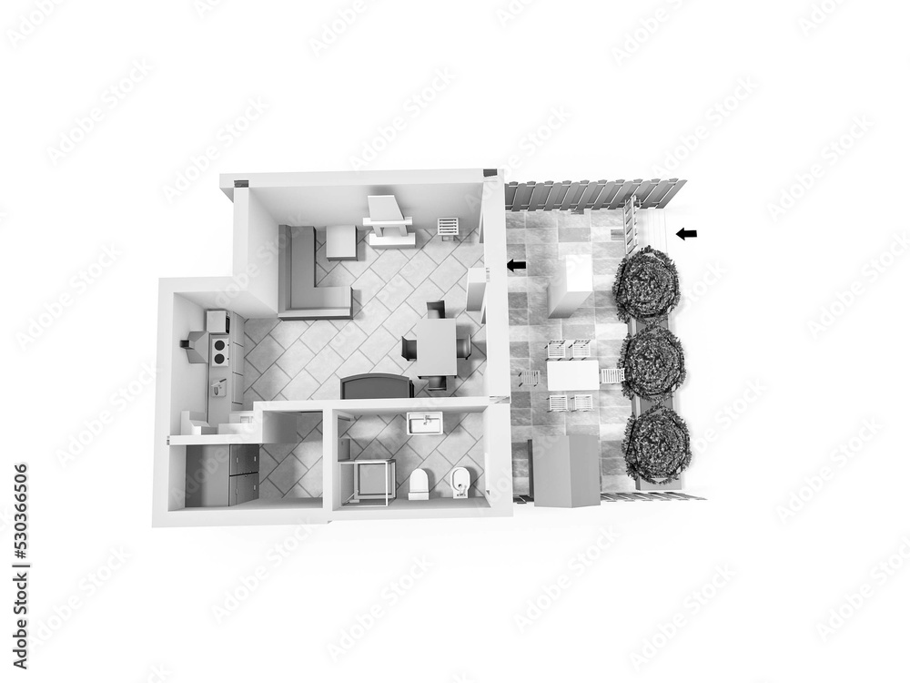 3d floor plan illustration. 3d Floor plan. Floorplans. Home floor plan