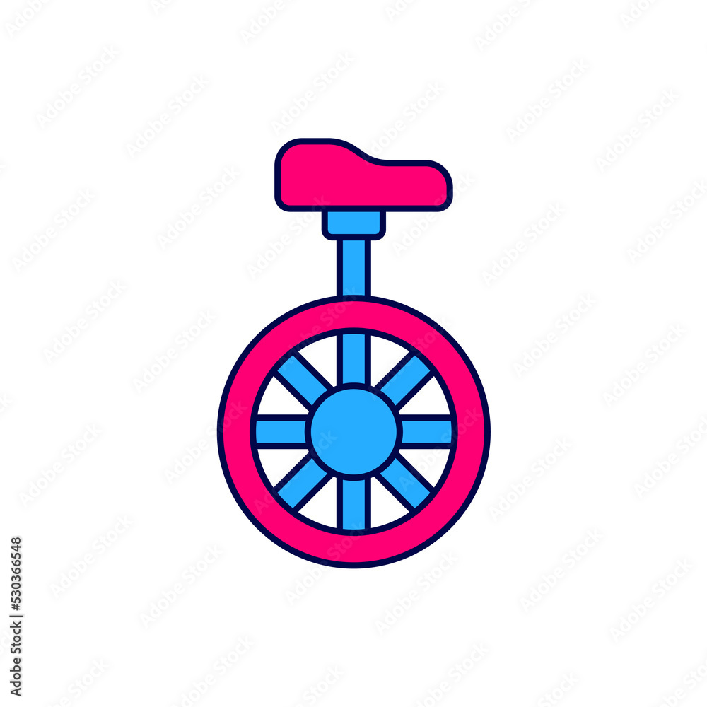 Filled outline Unicycle or one wheel bicycle icon isolated on white background. Monowheel bicycle. Vector