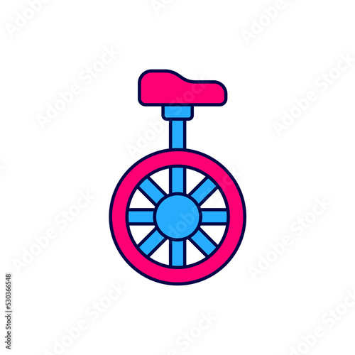 Filled outline Unicycle or one wheel bicycle icon isolated on white background. Monowheel bicycle. Vector