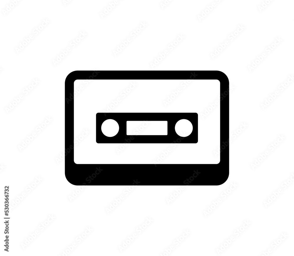 Cassette icon in vintage style. Retro music symbol vector.